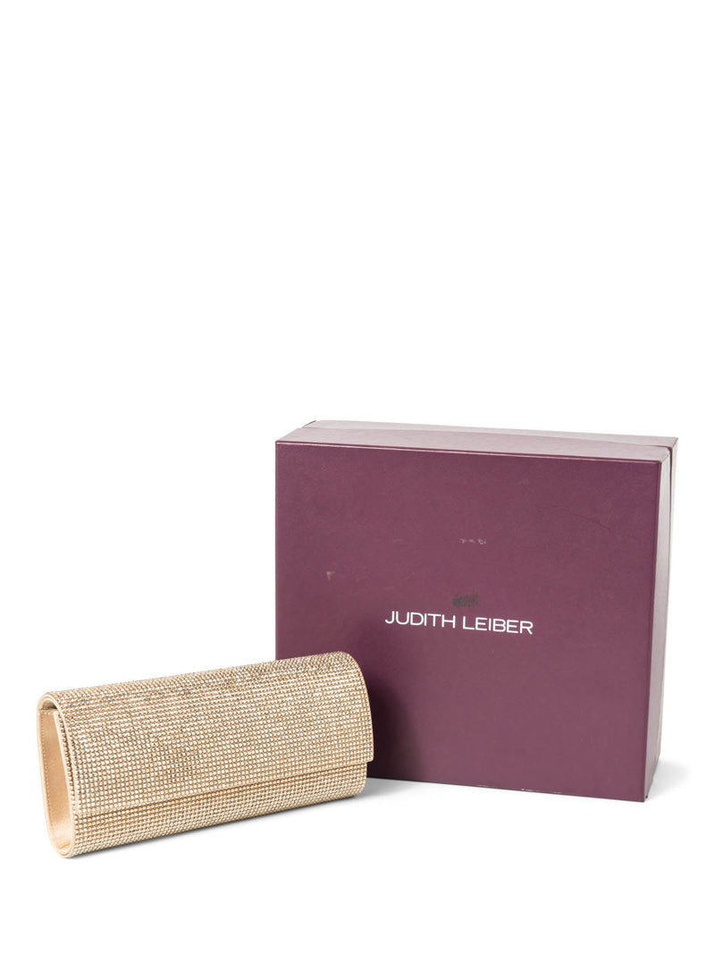 Judith Leiber Sparkling Beaded Flap Bag Gold-designer resale