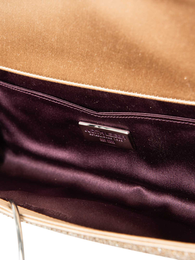 Judith Leiber Sparkling Beaded Flap Bag Gold-designer resale