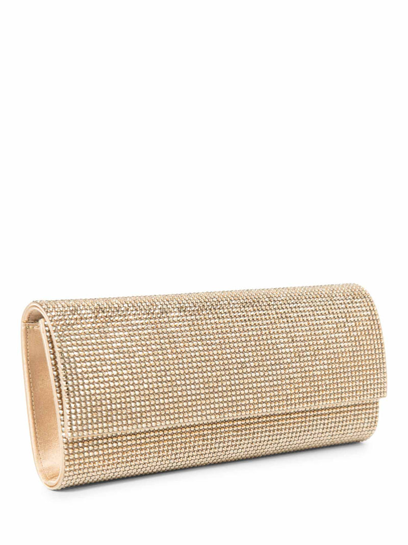 Judith Leiber Sparkling Beaded Flap Bag Gold-designer resale