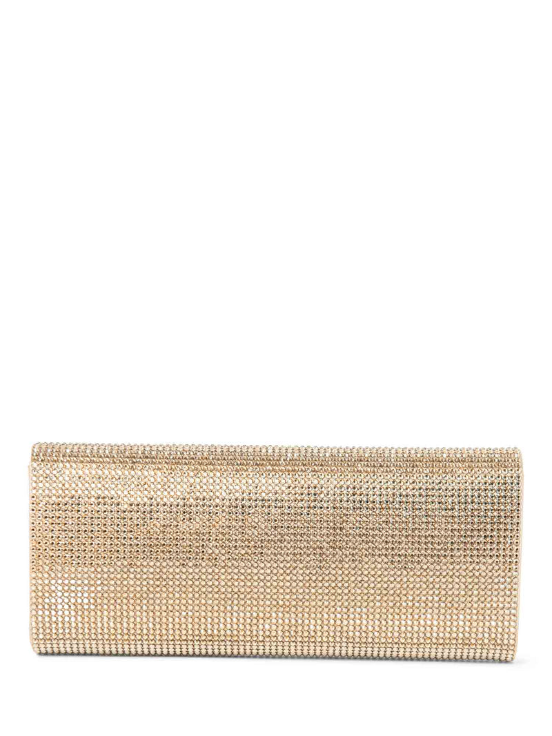 Judith Leiber Sparkling Beaded Flap Bag Gold-designer resale
