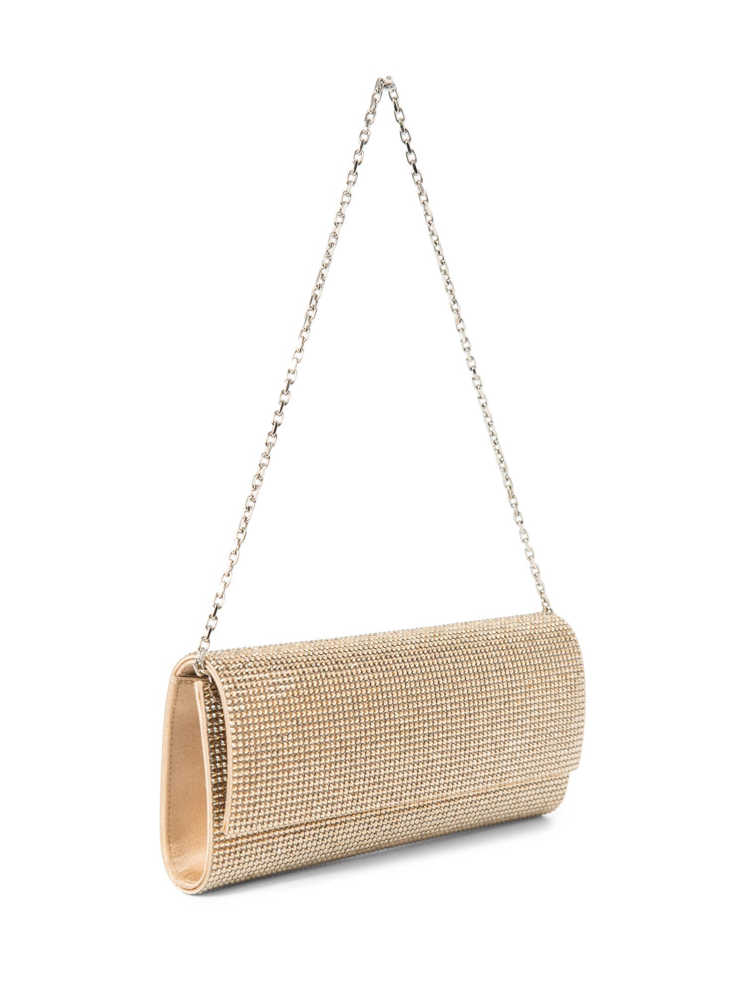 Judith Leiber Sparkling Beaded Flap Bag Gold-designer resale