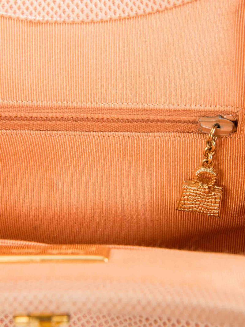 Judith Lieber Shiny Lizard Rhinestone Clutch On Chain Blush Pink-designer resale