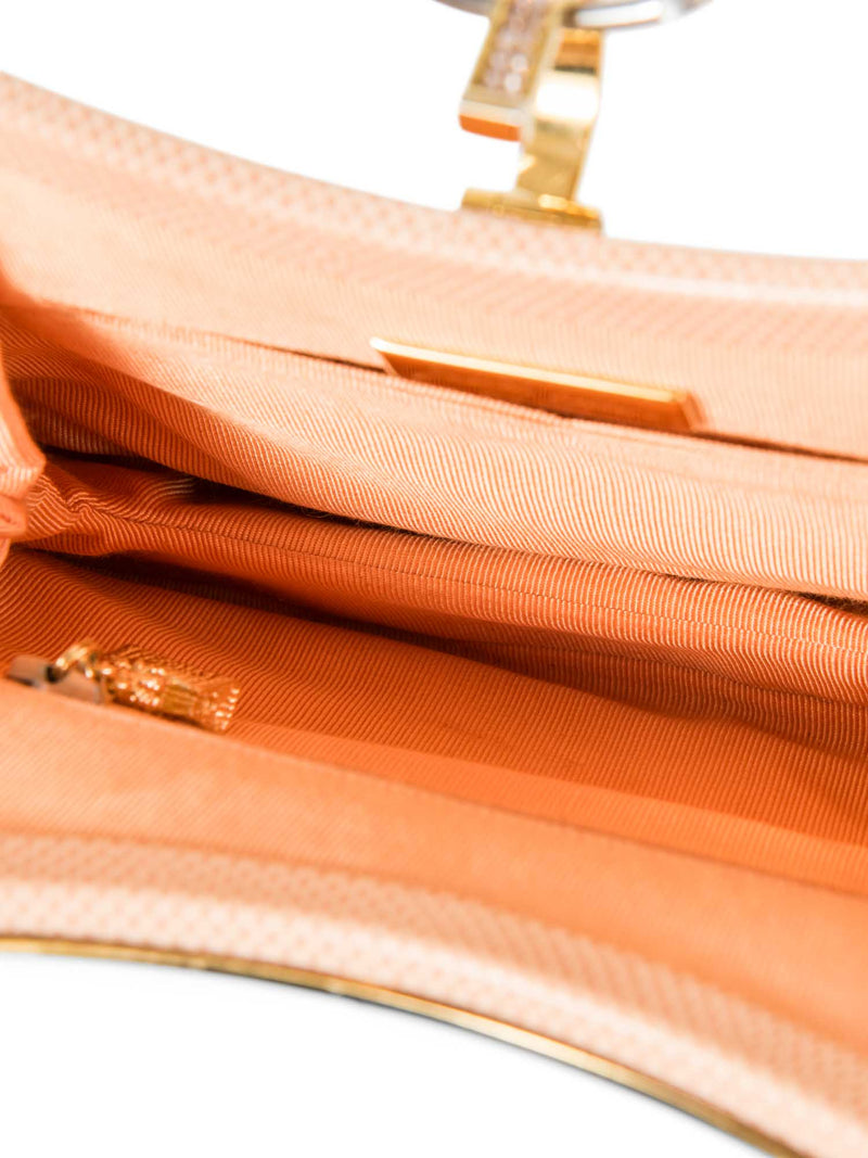 Judith Lieber Shiny Lizard Rhinestone Clutch On Chain Blush Pink-designer resale