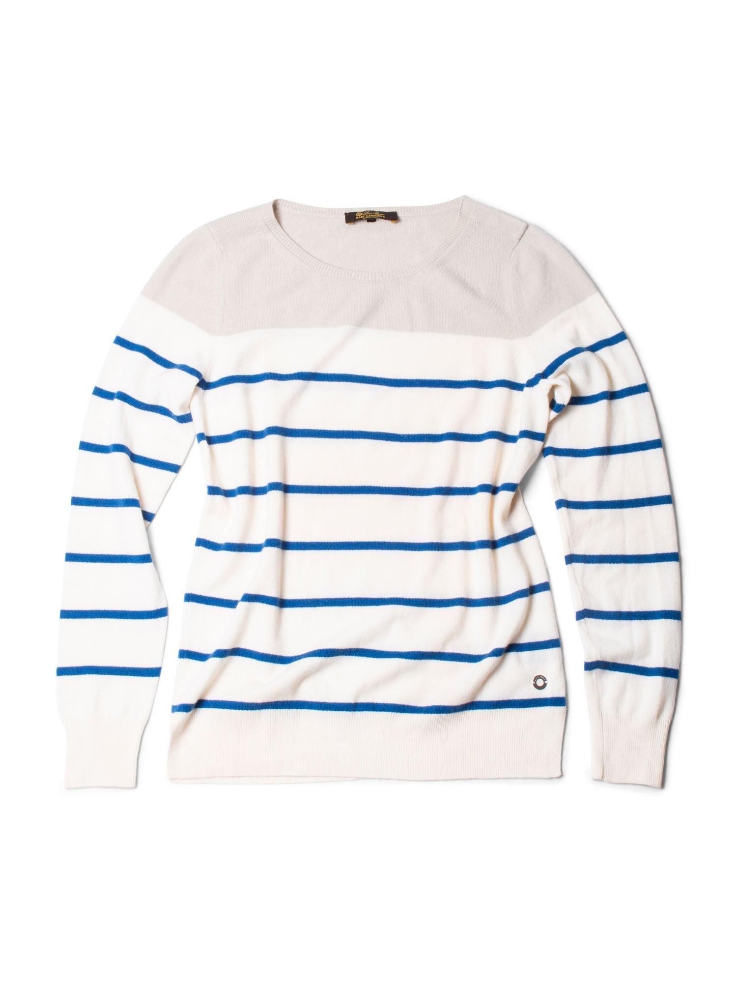 Loro Piana Baby Cashmere Striped Two Tone Unisex Sweater Cream Beige Blue-designer resale