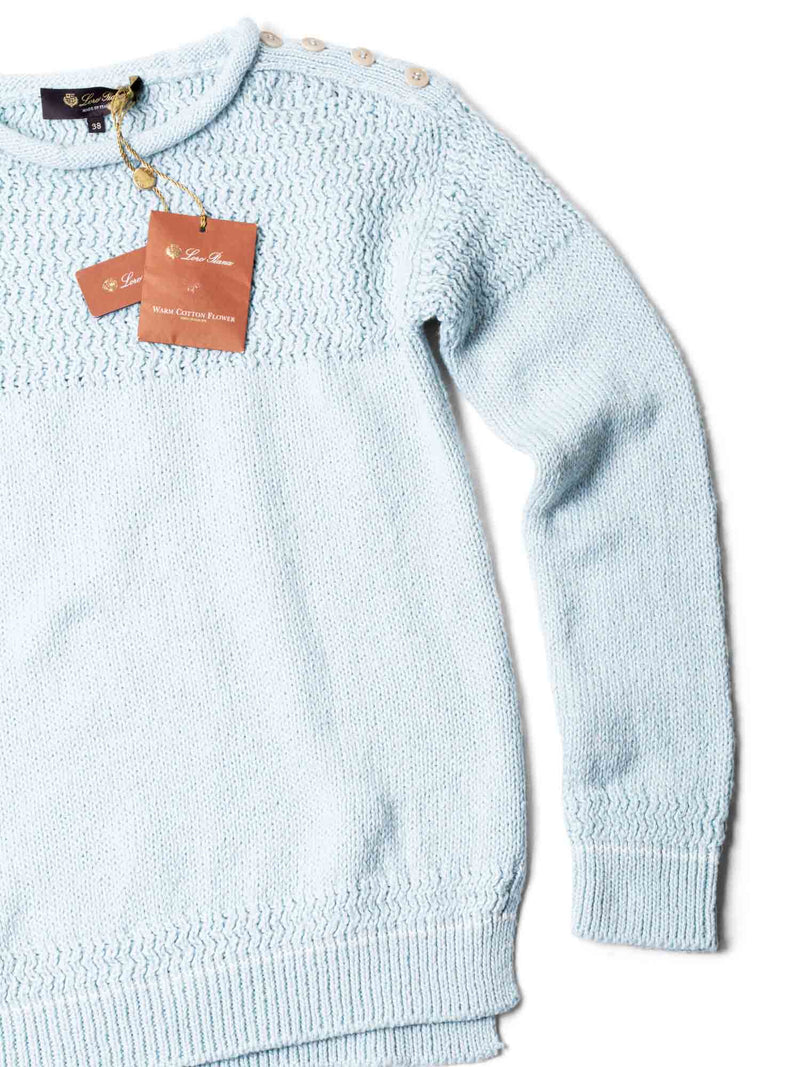 Loro Piana Cashmere Button Detail Sweater Light Blue-designer resale
