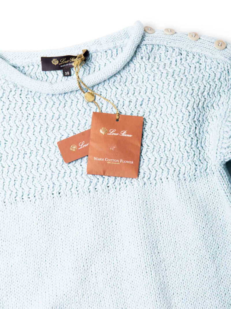 Loro Piana Cashmere Button Detail Sweater Light Blue-designer resale