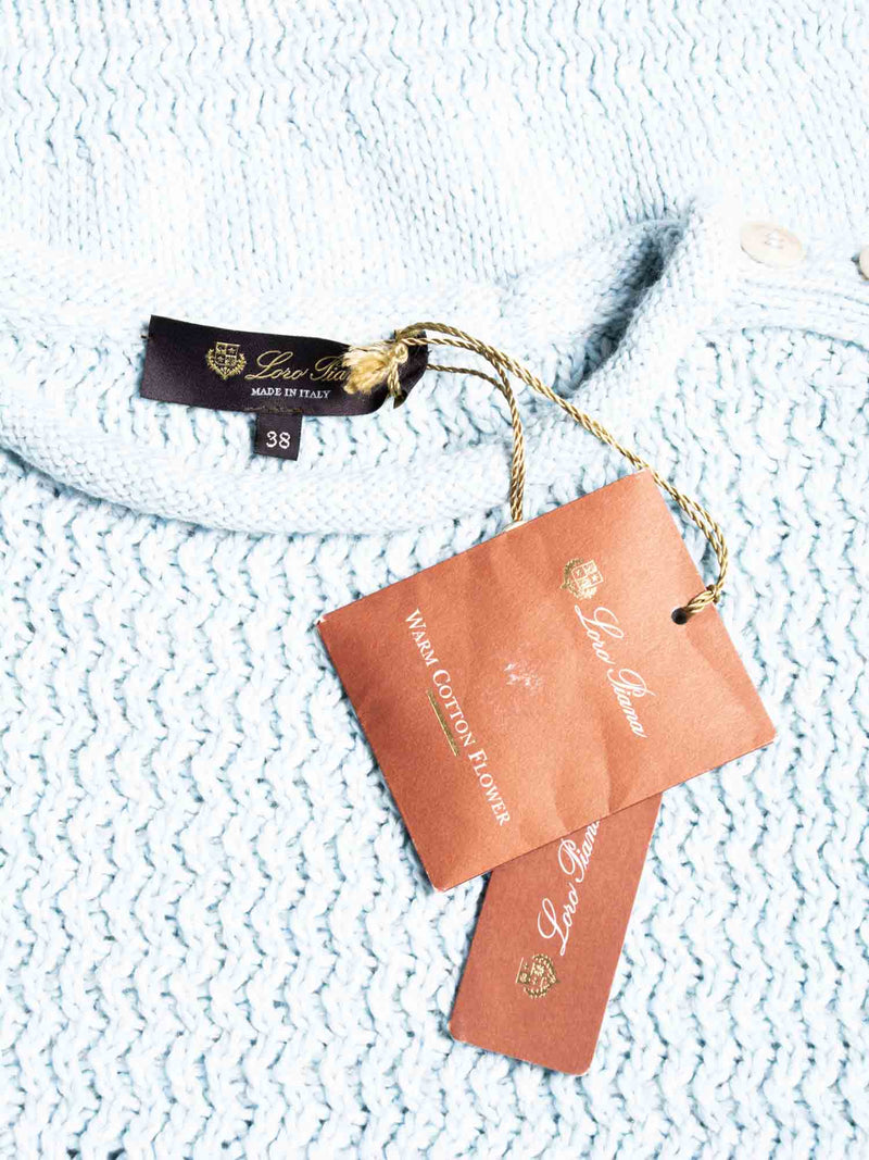 Loro Piana Cashmere Button Detail Sweater Light Blue-designer resale
