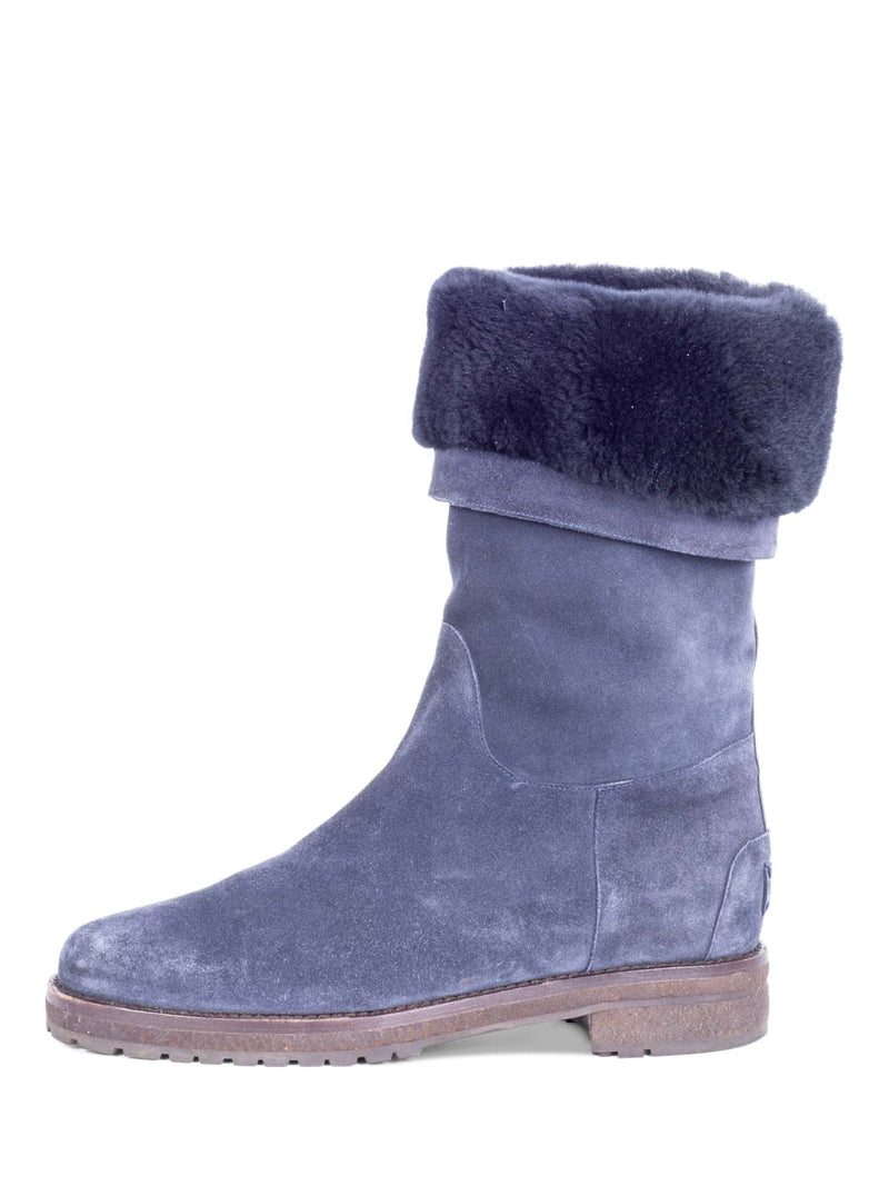 Loro Piana Fur Shearling Boots Navy Blue-designer resale