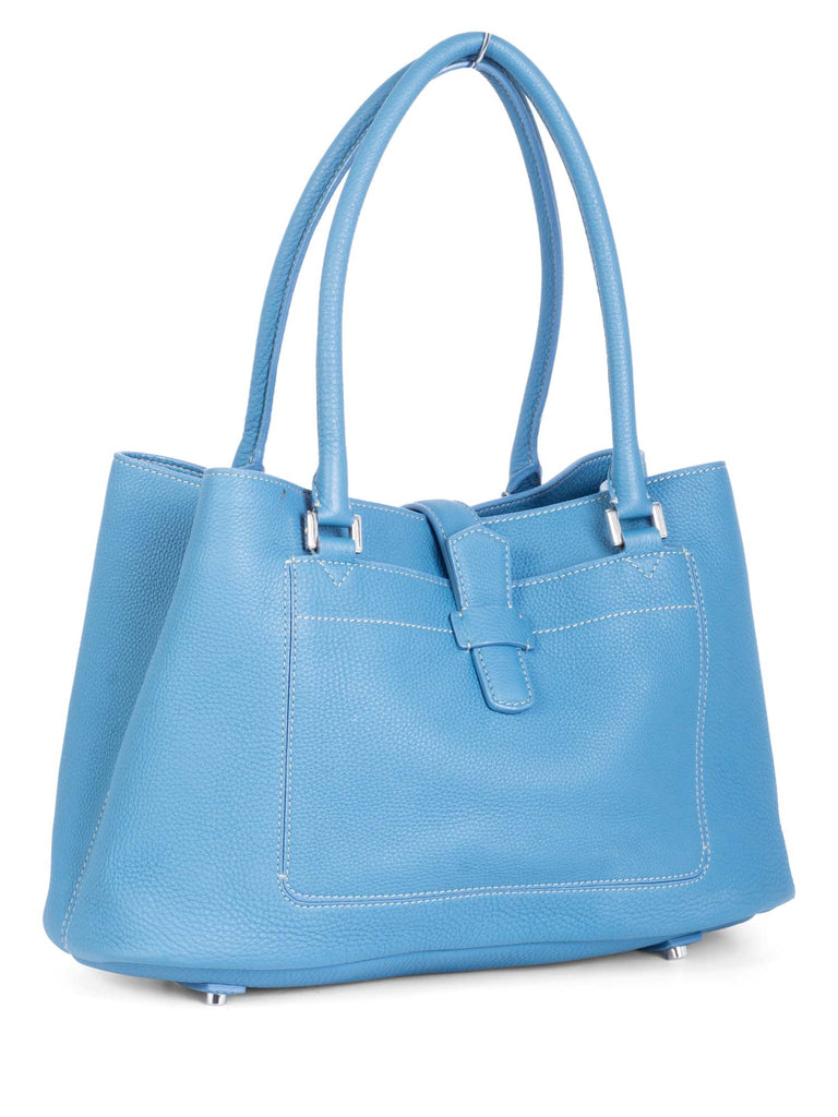 Loro Piana Pebble Leather Bellevue Bag Blue-designer resale