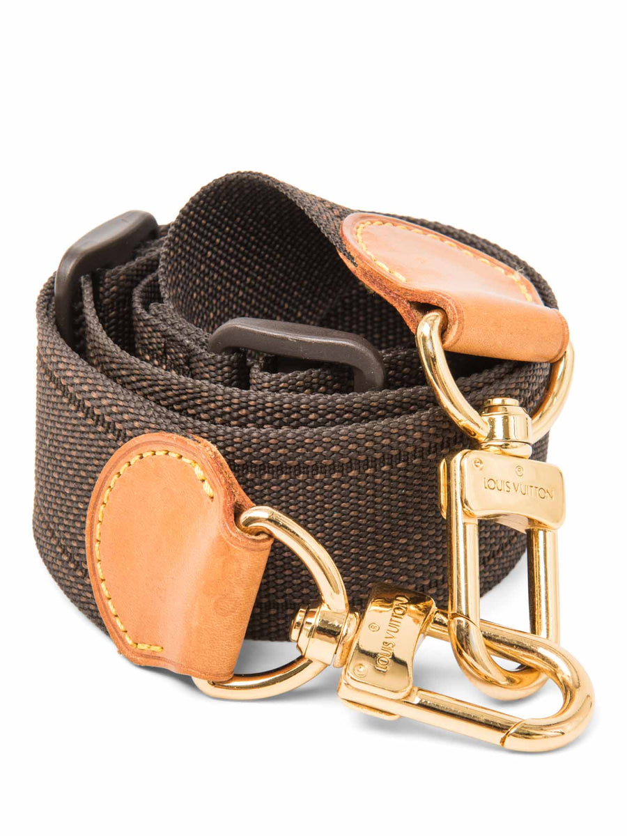 Louis Vuitton Logo Canvas Bag Strap Brown