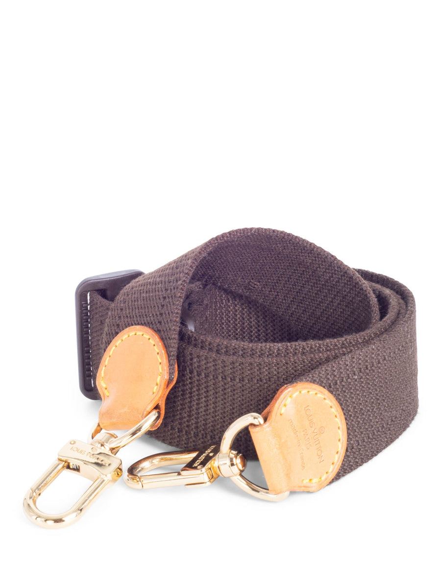 Louis Vuitton Logo Leather Canvas Wide Strap Brown