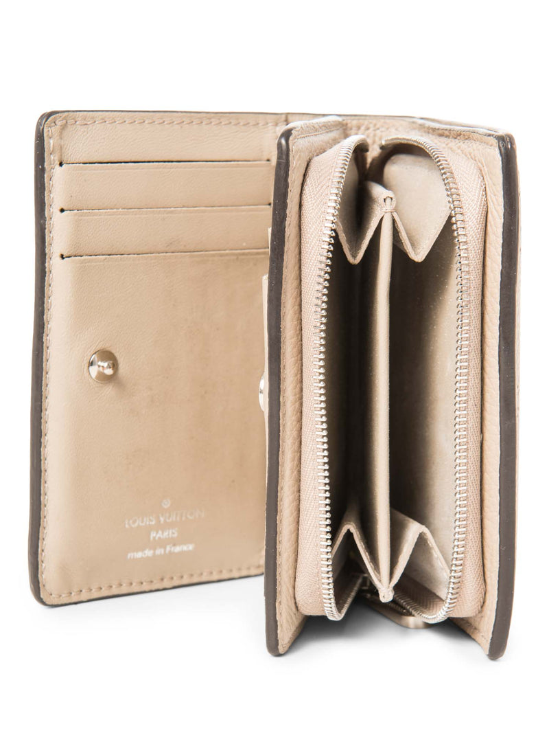 Louis Vuitton Logo Mahina Leather Compact Clea Wallet Taupe-designer resale