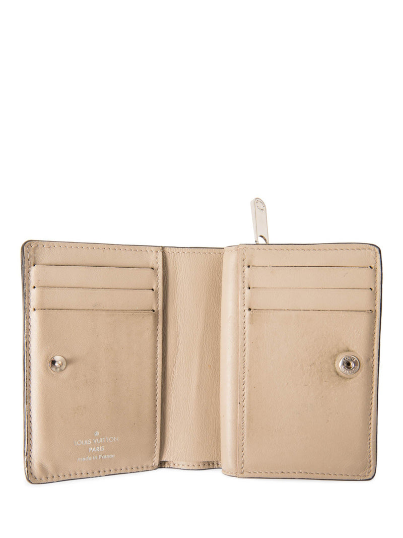 Louis Vuitton Logo Mahina Leather Compact Clea Wallet Taupe-designer resale