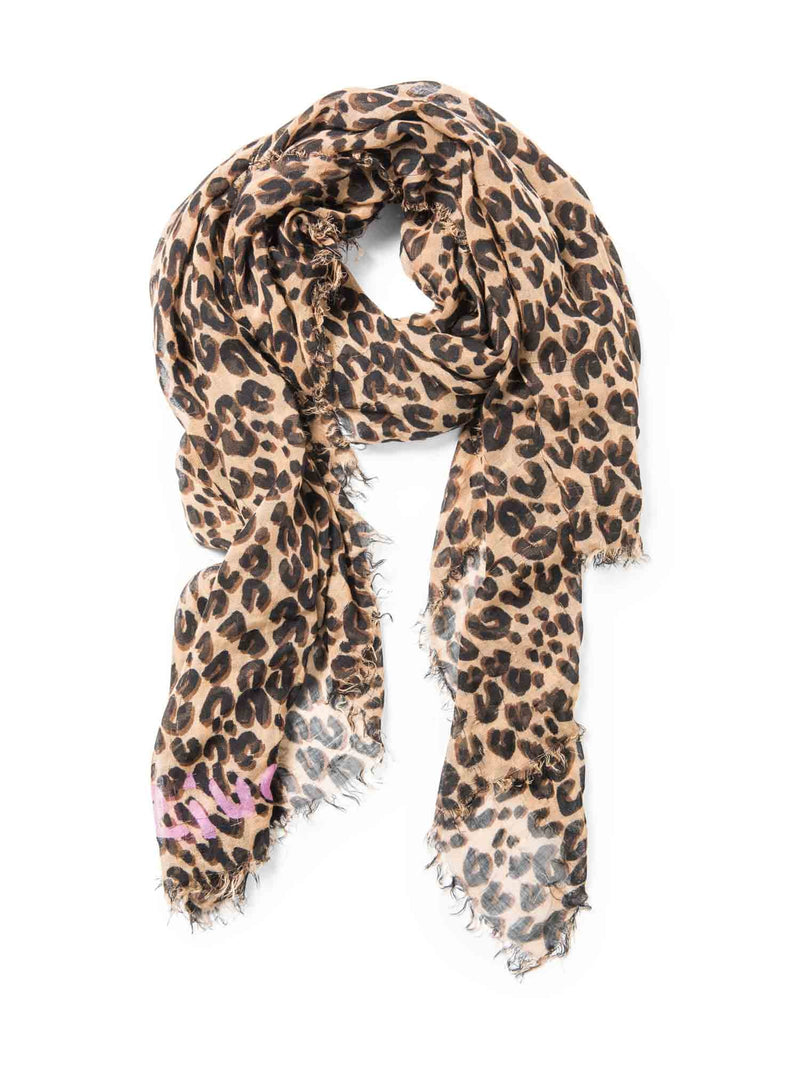 Louis Vuitton Logo Stephen Sprousse Animal Print Shawl Scarf Brown-designer resale