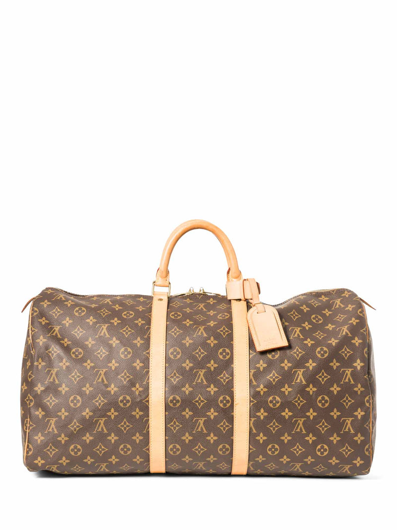 Louis Vuitton Monogram Leather Keepall Bag 55 Brown-designer resale