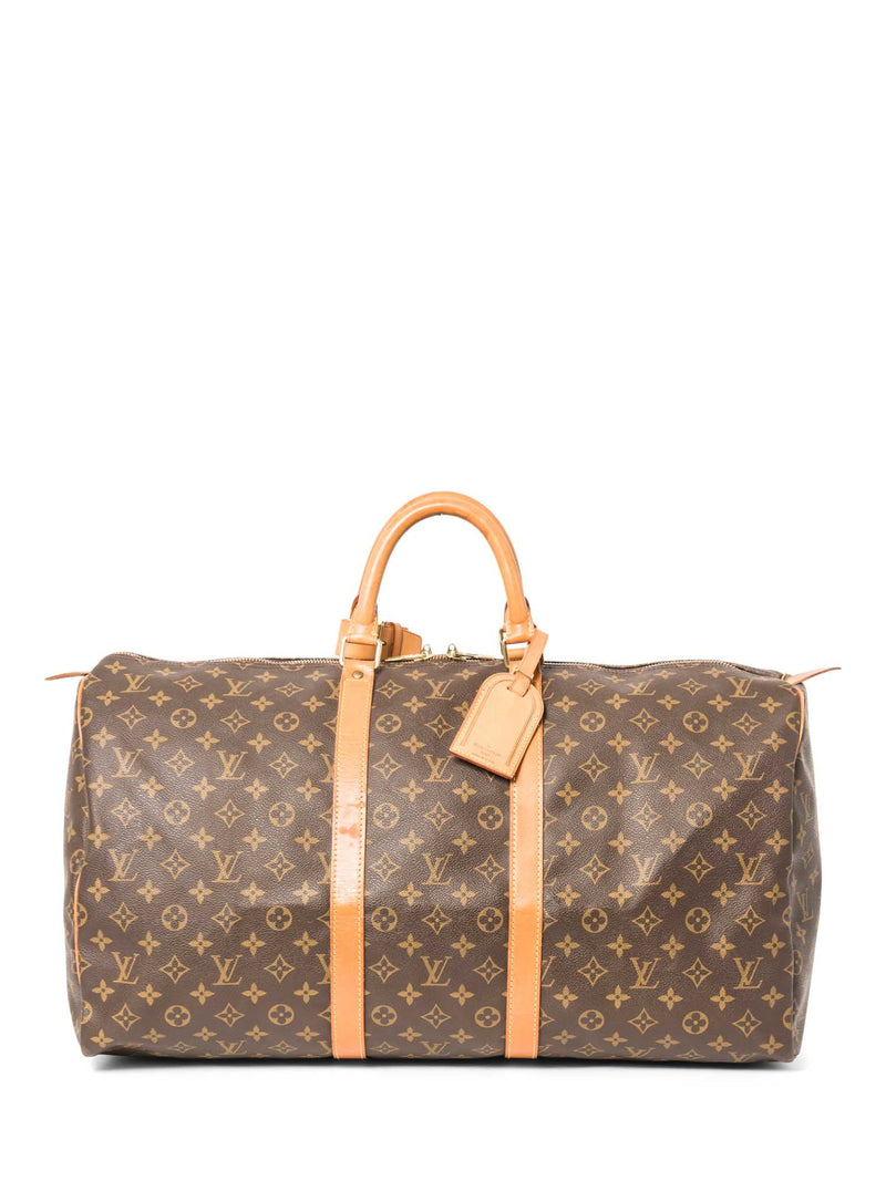 Louis Vuitton Monogram Leather Keepall Bag 55 Brown-designer resale