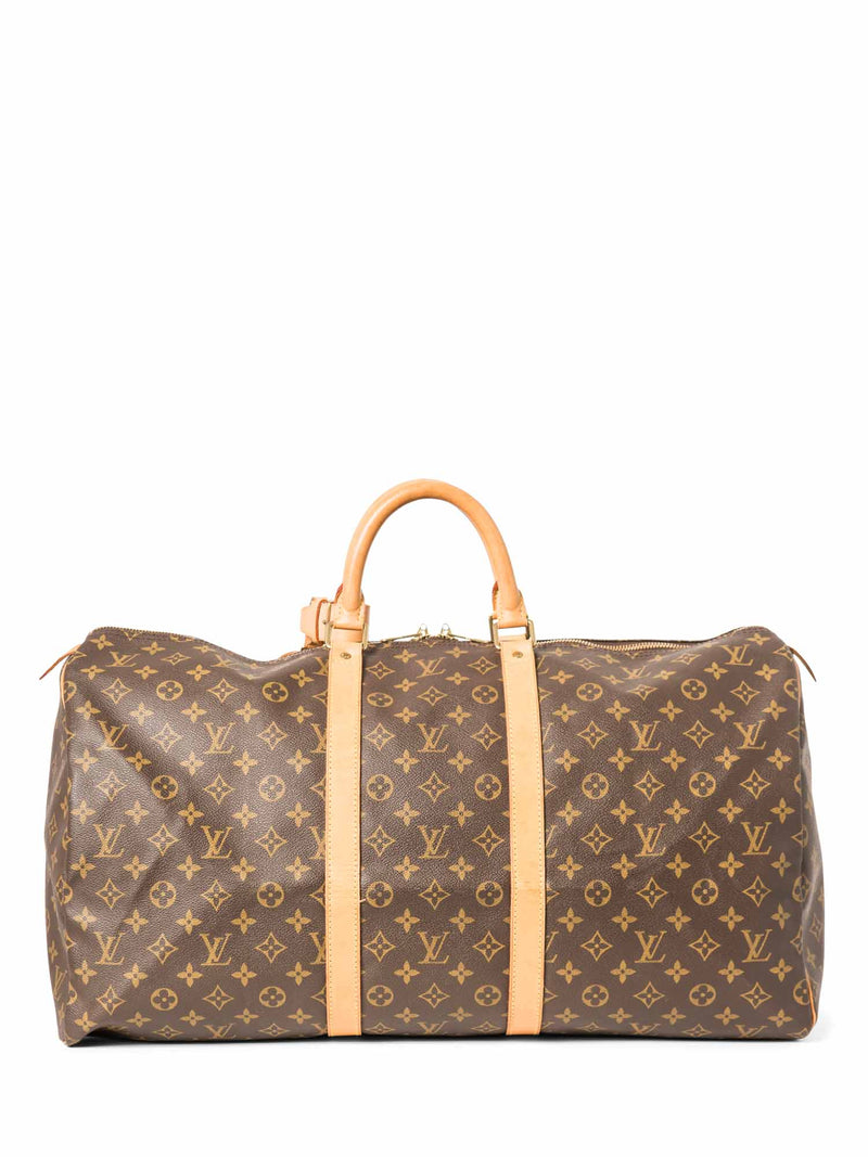 Louis Vuitton Monogram Leather Keepall Bag 55 Brown-designer resale