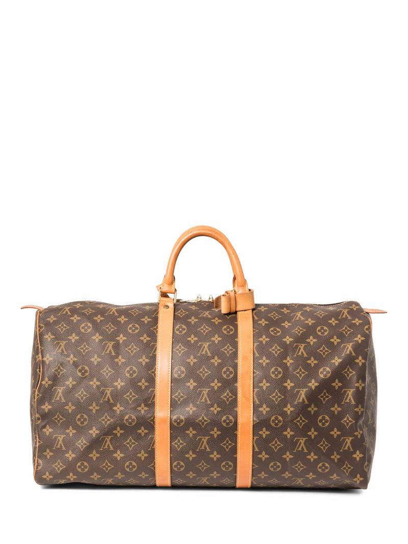Louis Vuitton Monogram Leather Keepall Bag 55 Brown-designer resale