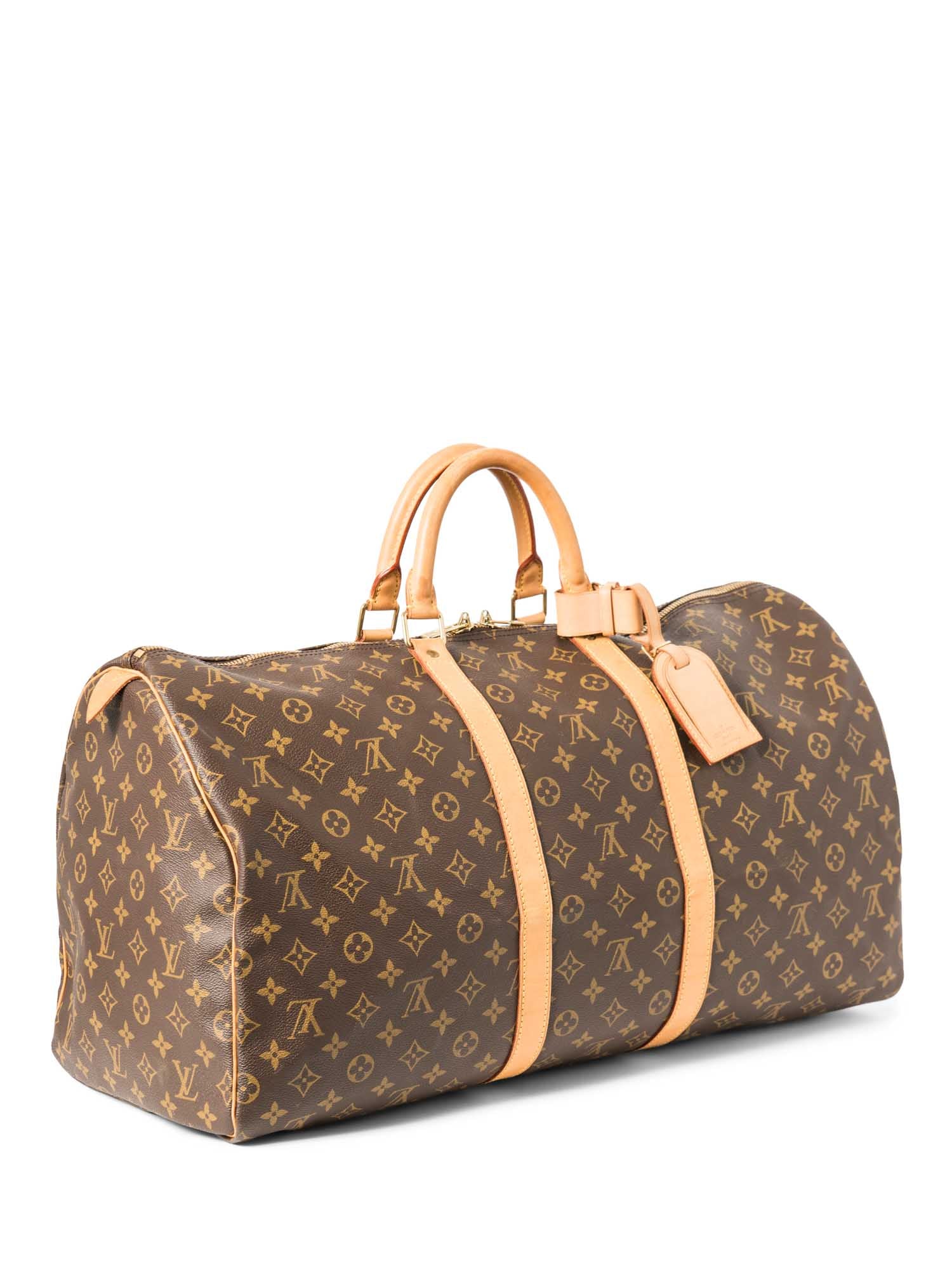 Louis Vuitton Monogram Leather Keepall Bag 55 Brown-designer resale