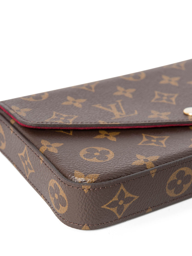 Louis Vuitton Monogram Pochette Felicie Wallet on Chain Brown Fuchsia-designer resale