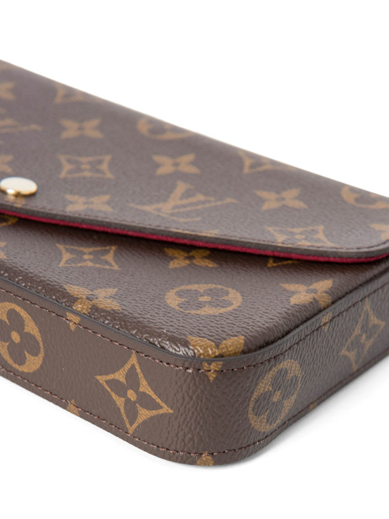 Louis Vuitton Monogram Pochette Felicie Wallet on Chain Brown Fuchsia-designer resale