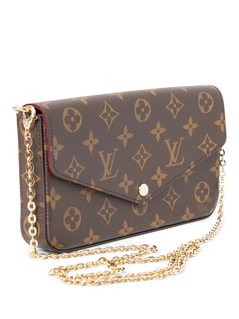 Louis Vuitton Monogram Pochette Felicie Wallet on Chain Brown Fuchsia-designer resale