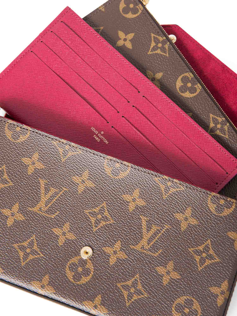 Louis Vuitton Monogram Pochette Felicie Wallet on Chain Brown Fuchsia-designer resale