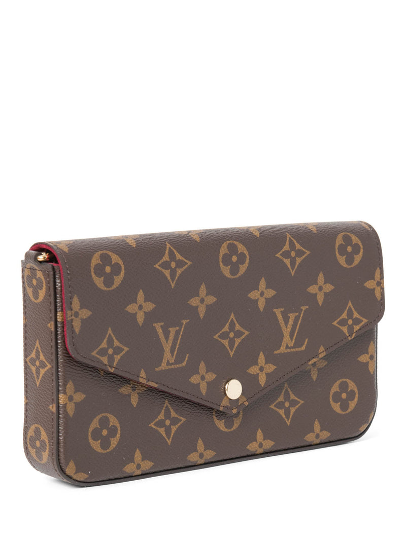 Louis Vuitton Monogram Pochette Felicie Wallet on Chain Brown Fuchsia-designer resale