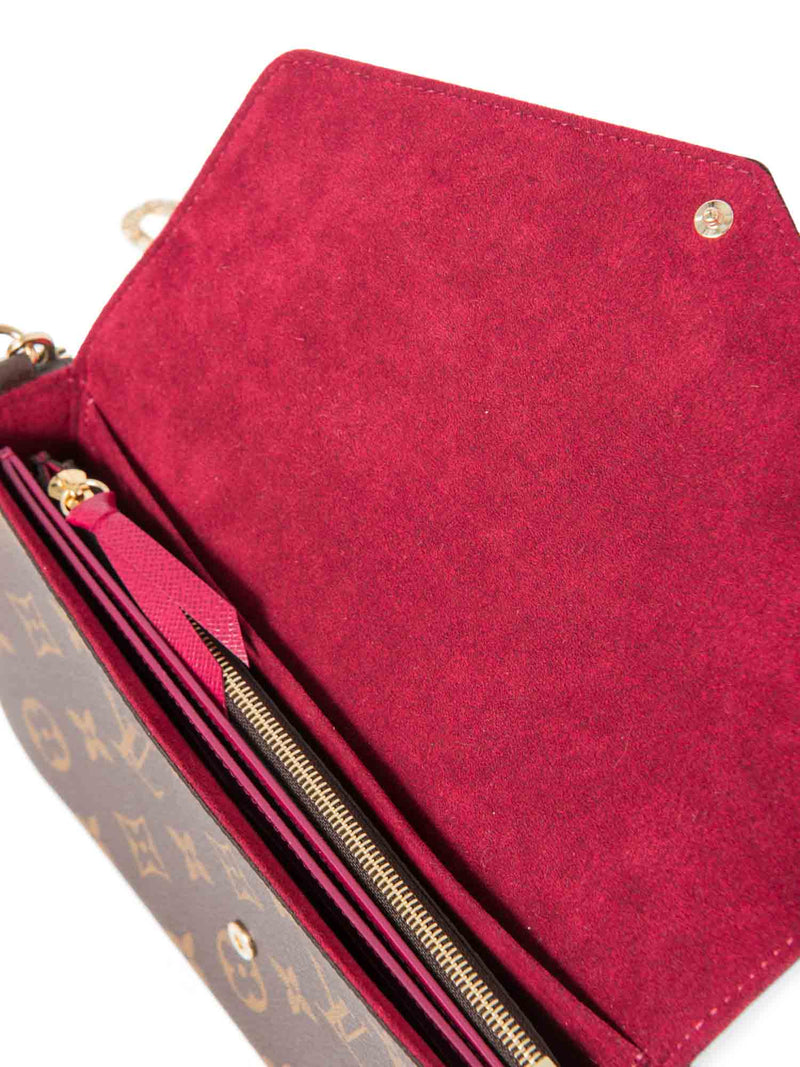Louis Vuitton Monogram Pochette Felicie Wallet on Chain Brown Fuchsia-designer resale