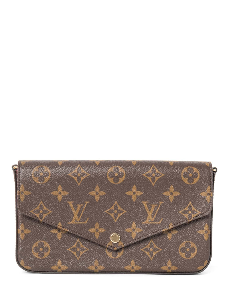 Louis Vuitton Monogram Pochette Felicie Wallet on Chain Brown Fuchsia-designer resale
