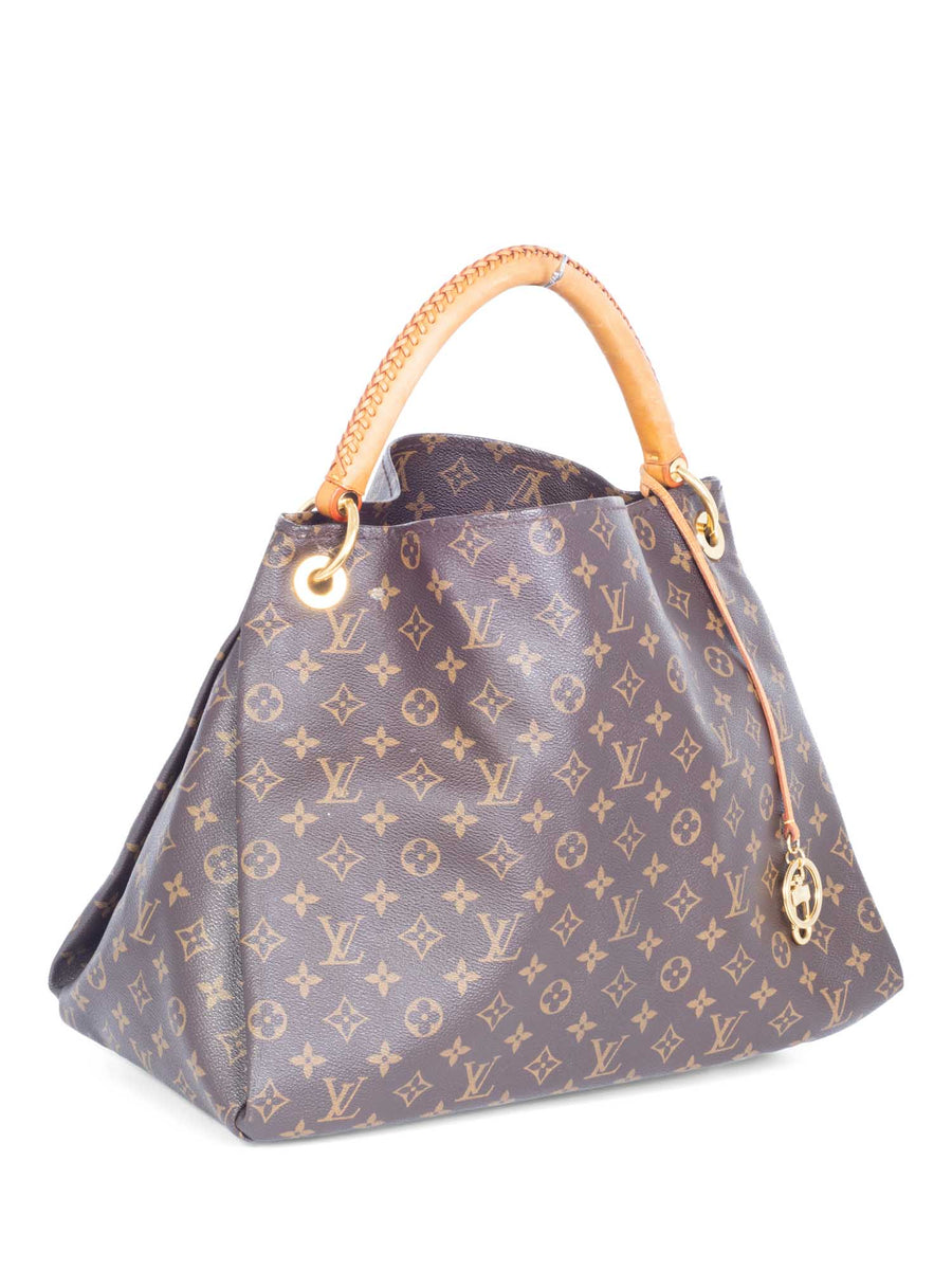 Louis Vuitton Monogram Woven Leather Top Handle Hobo Bag Brown