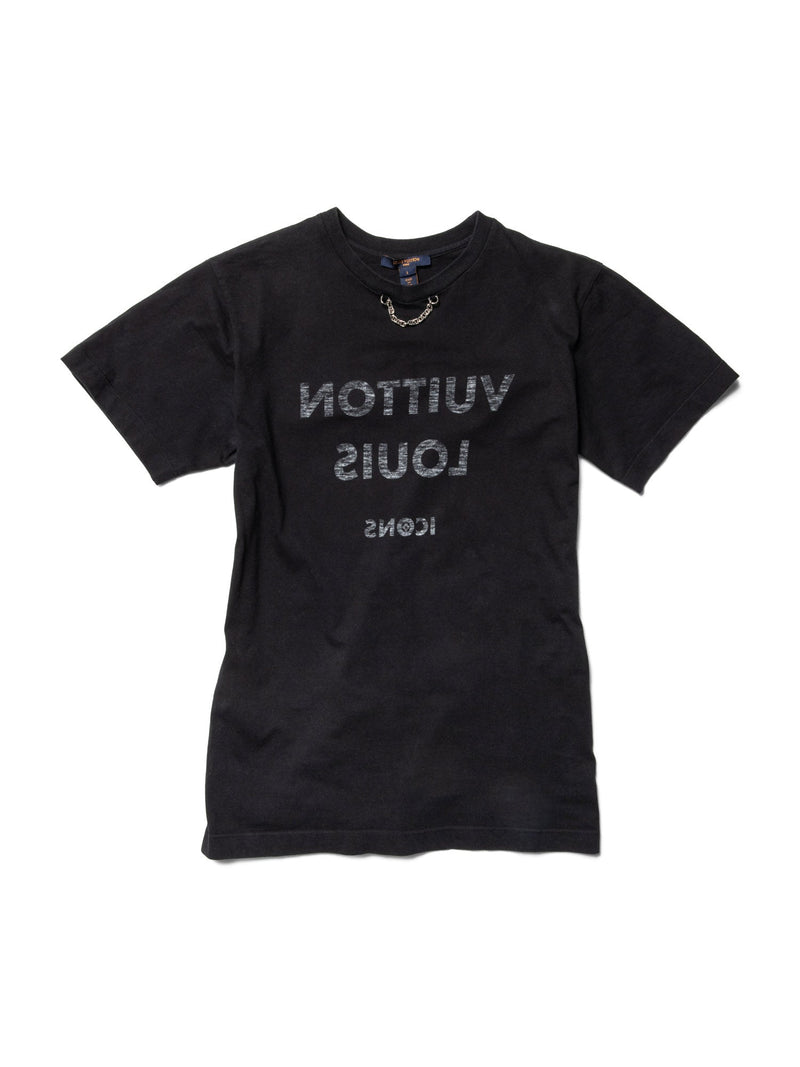 Louis Vuitton Reverse Logo Chain Icons Short Sleeve Shirt Black-designer resale