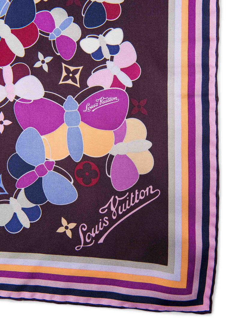 Louis Vuitton Silk Multicolor Monogram Butterfly Scarf Purple-designer resale