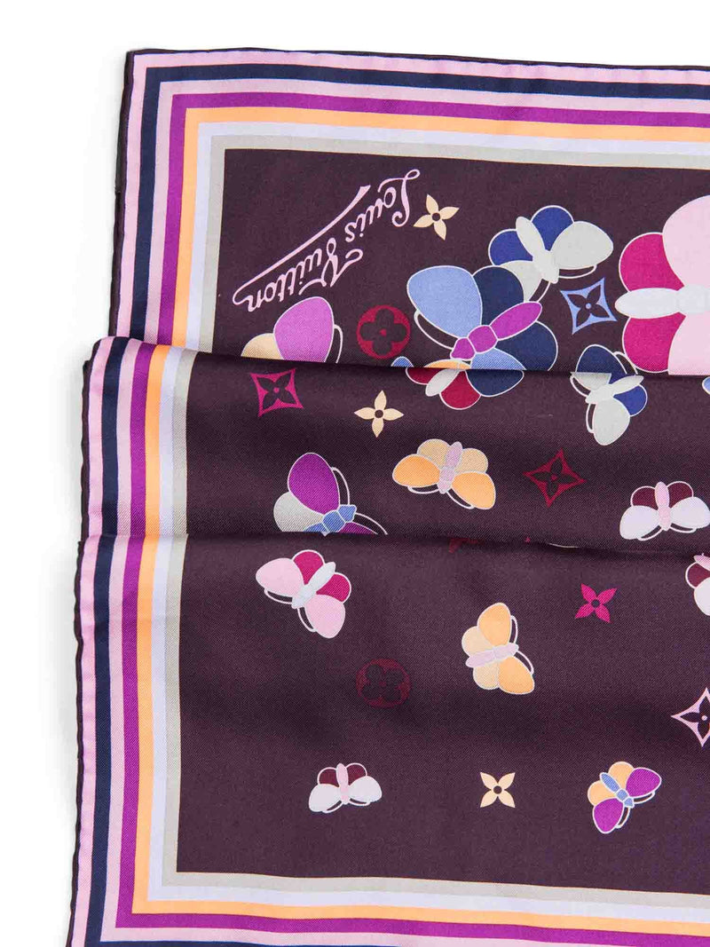 Louis Vuitton Silk Multicolor Monogram Butterfly Scarf Purple-designer resale