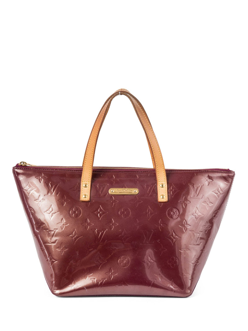 Louis Vuitton Vernis Leather Monogram Shopper Bag Burgundy Gold-designer resale