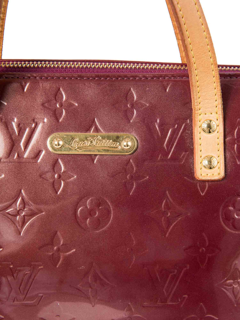 Louis Vuitton Vernis Leather Monogram Shopper Bag Burgundy Gold-designer resale