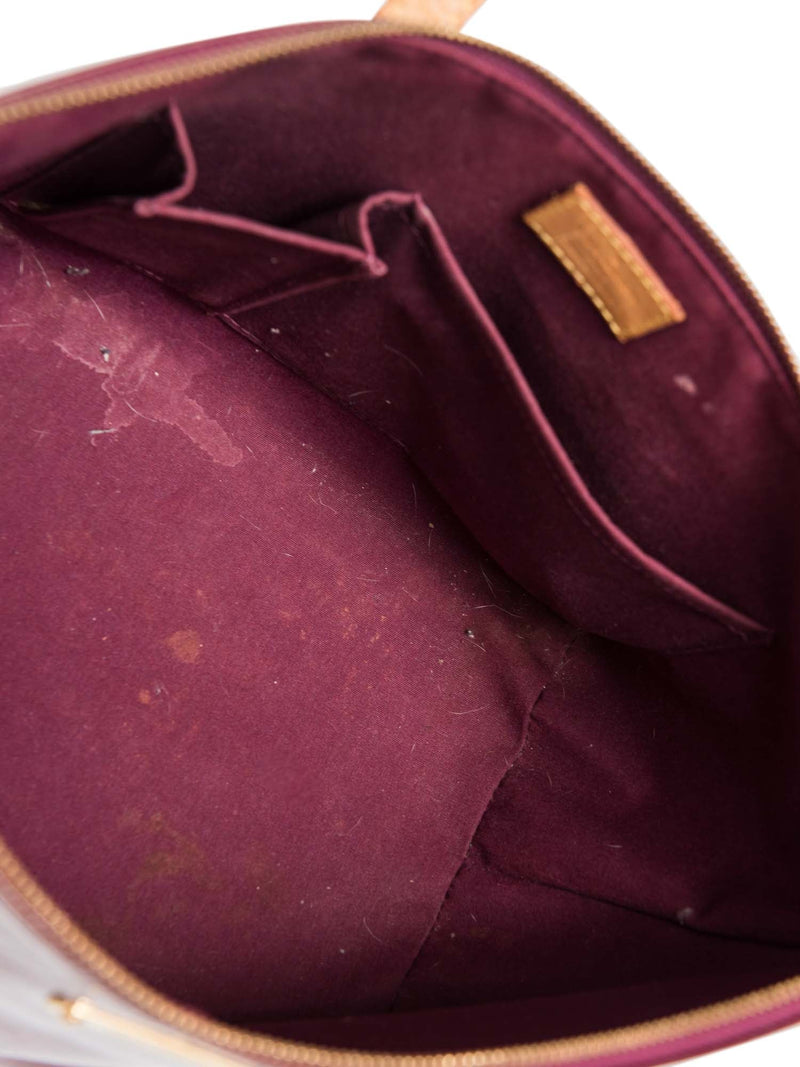 Louis Vuitton Vernis Leather Monogram Shopper Bag Burgundy Gold-designer resale