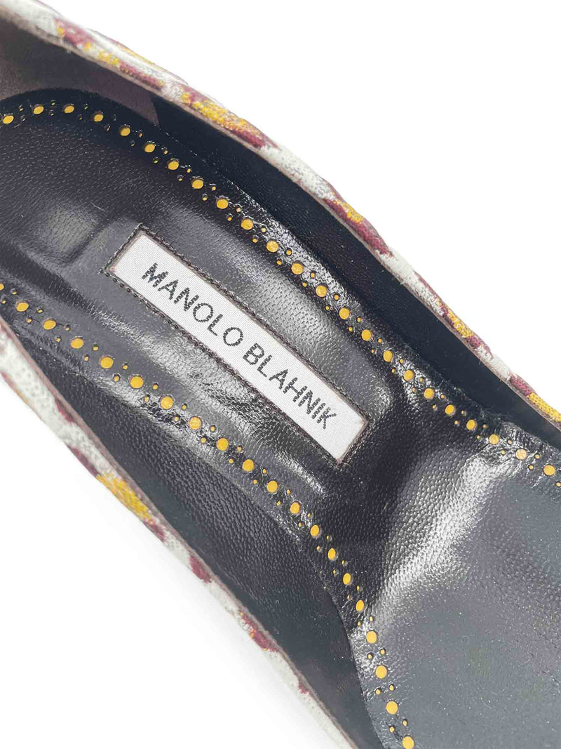Manolo Blahnik Canvas Leopard Pointy Toe Shoes Multicolor-designer resale