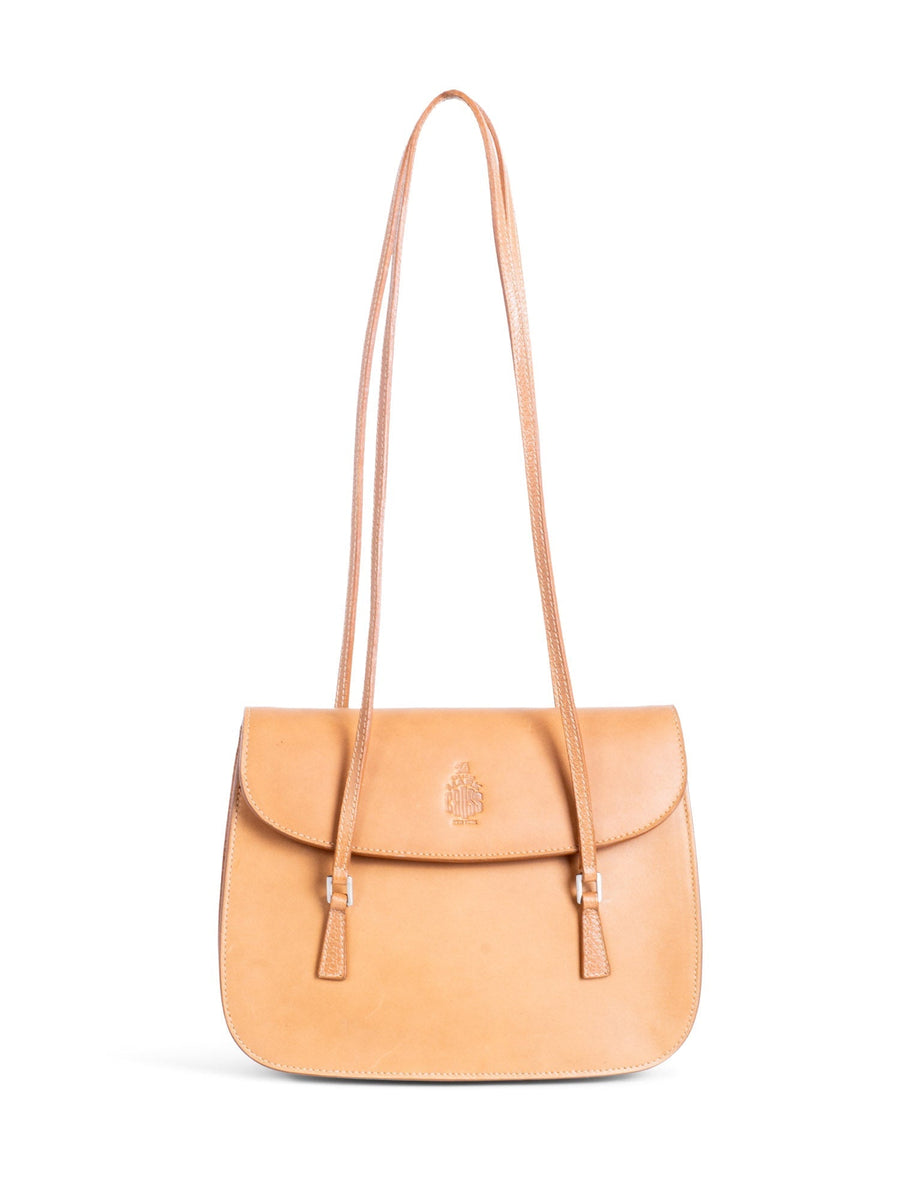 Mark Cross Logo Leather Flap Bag Honey Brown - Main Image