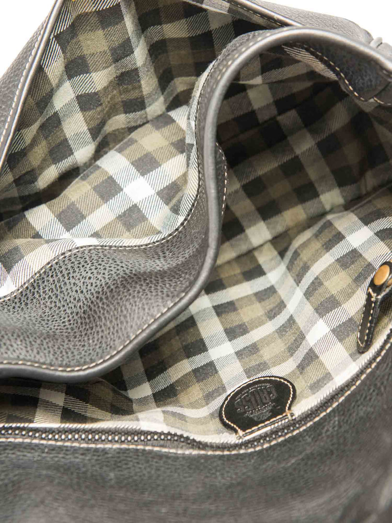 Mark Cross Pebbled Leather Buckle Messenger Bag Black-designer resale