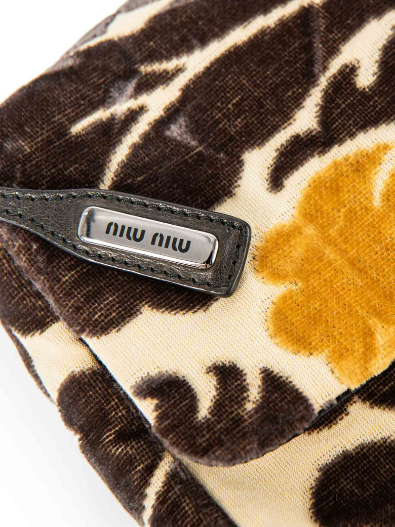 Miu Miu Velvet Floral Top Handle Flap Bag Brown-designer resale