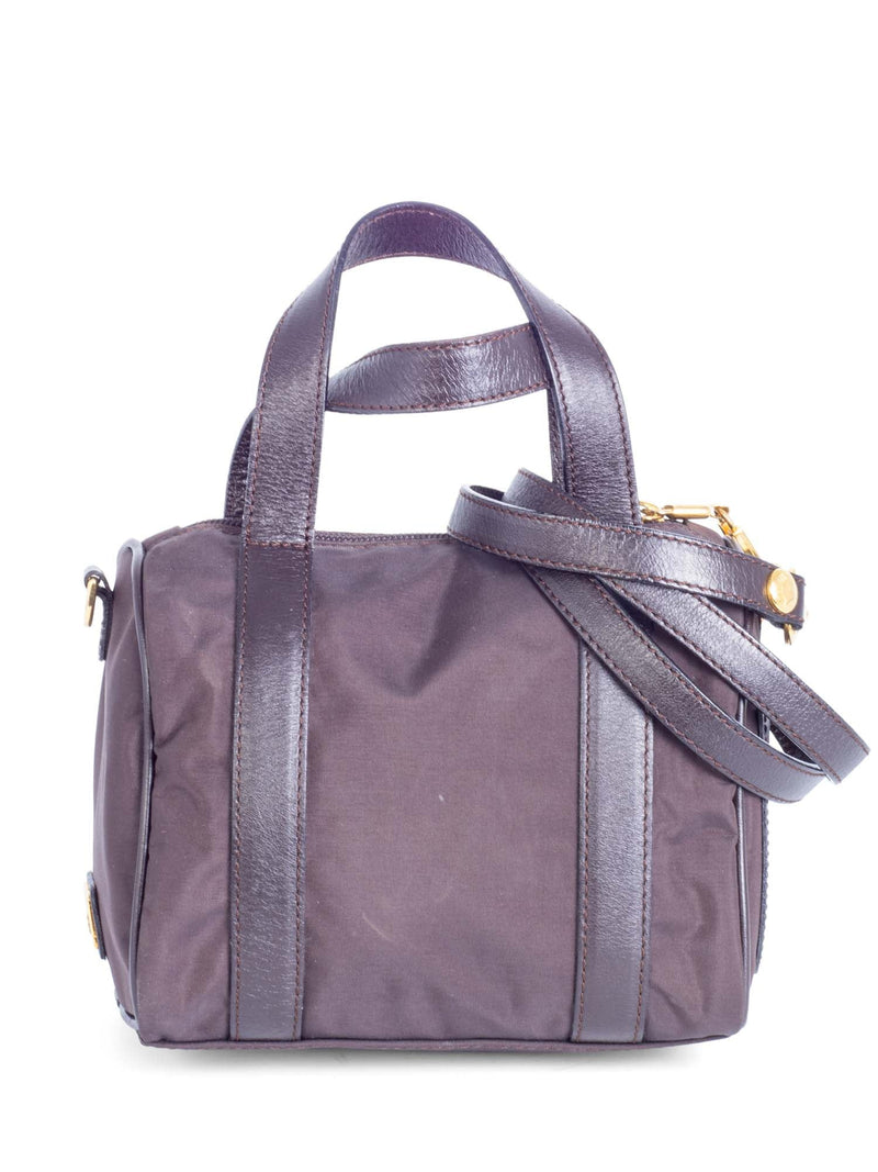 Moschino Logo Mini Boston Messenger Bag Brown Gold-designer resale