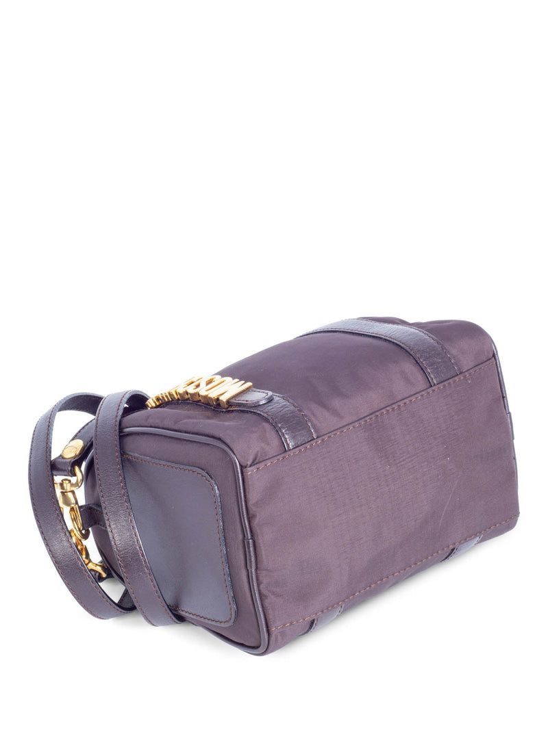 Moschino Logo Mini Boston Messenger Bag Brown Gold-designer resale