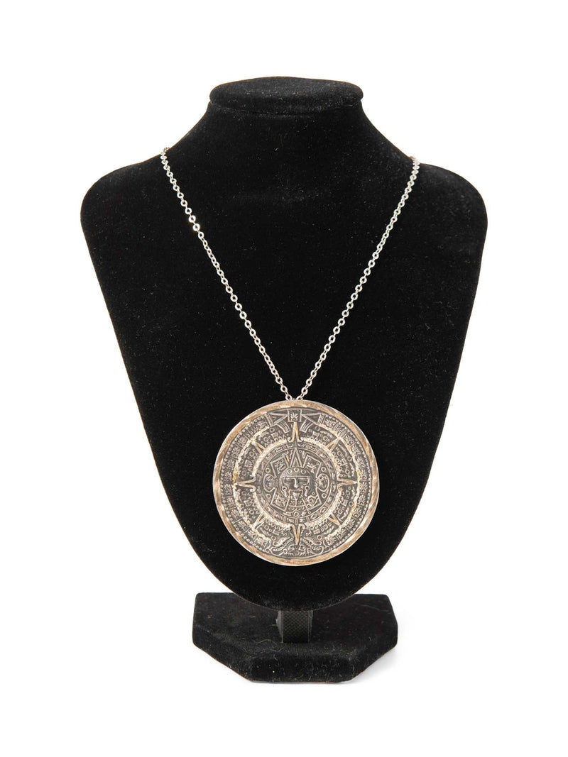 Navajo Vintage 925 Sterling Silver Sunrise Large Pendant Necklace-designer resale