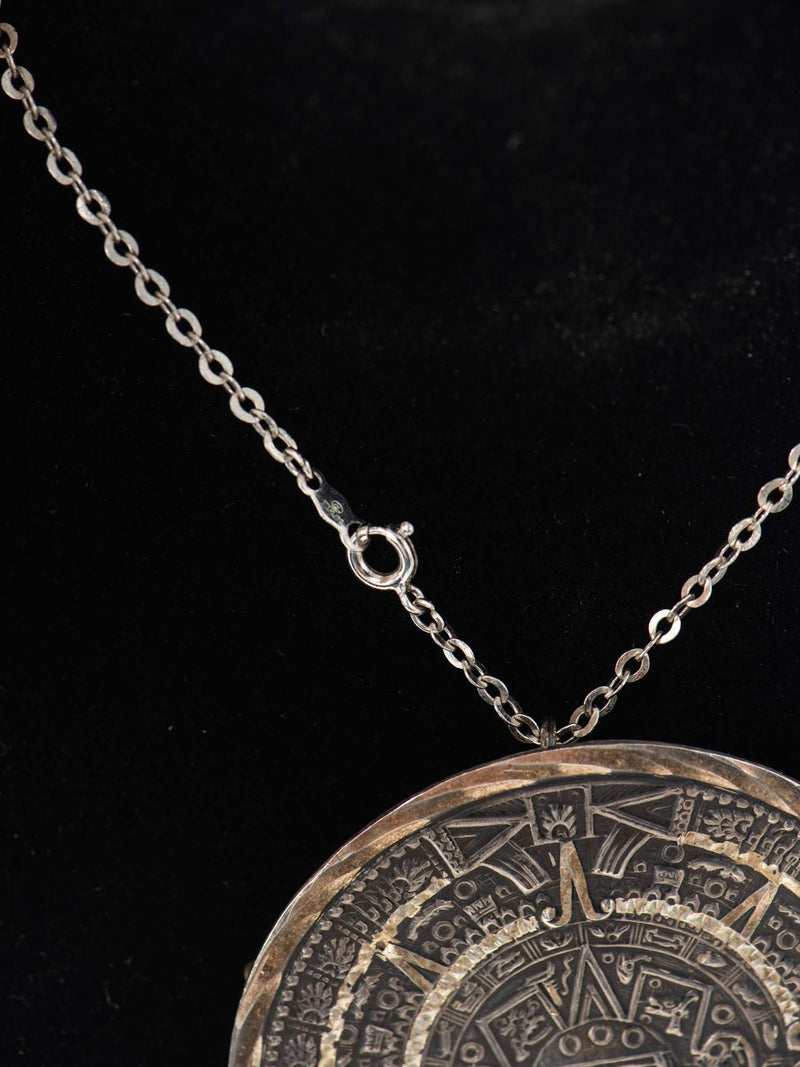 Navajo Vintage 925 Sterling Silver Sunrise Large Pendant Necklace-designer resale