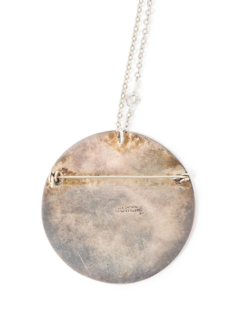 Navajo Vintage 925 Sterling Silver Sunrise Large Pendant Necklace-designer resale