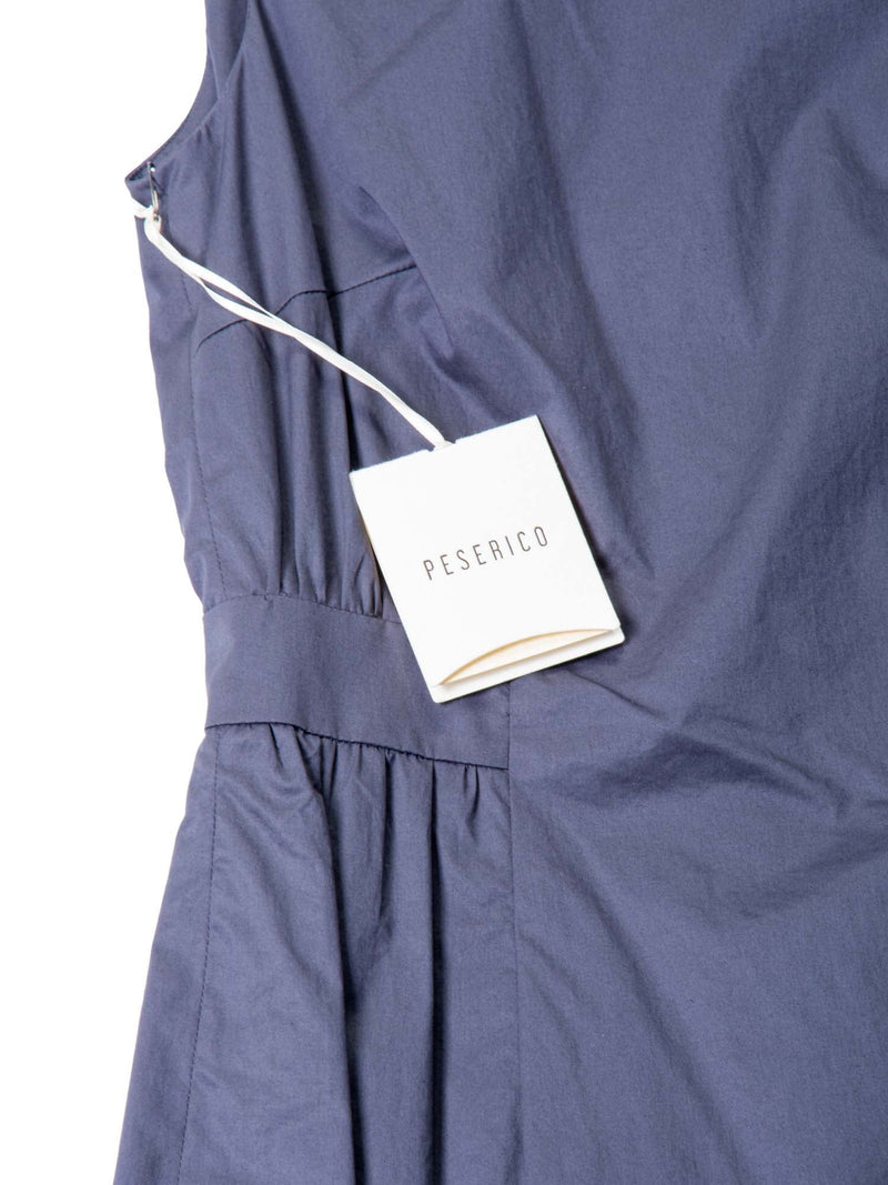 Peserico Layered Asymmetrical Sleeveless Dress Navy White-designer resale