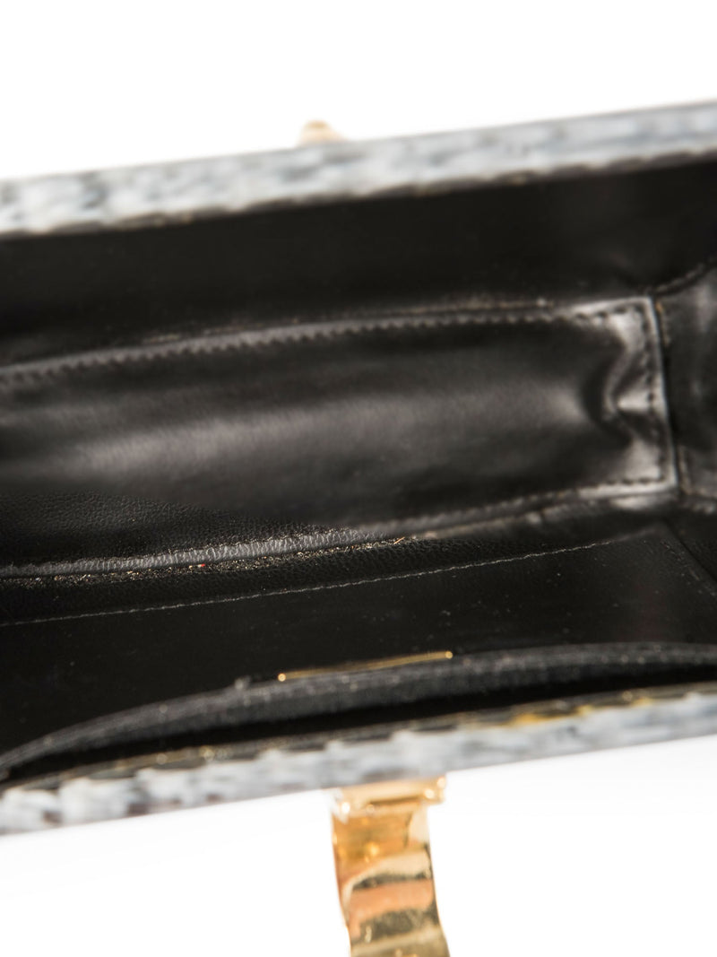 Pierre Cardin Vintage Lucite Carved Messenger Bag Grey-designer resale