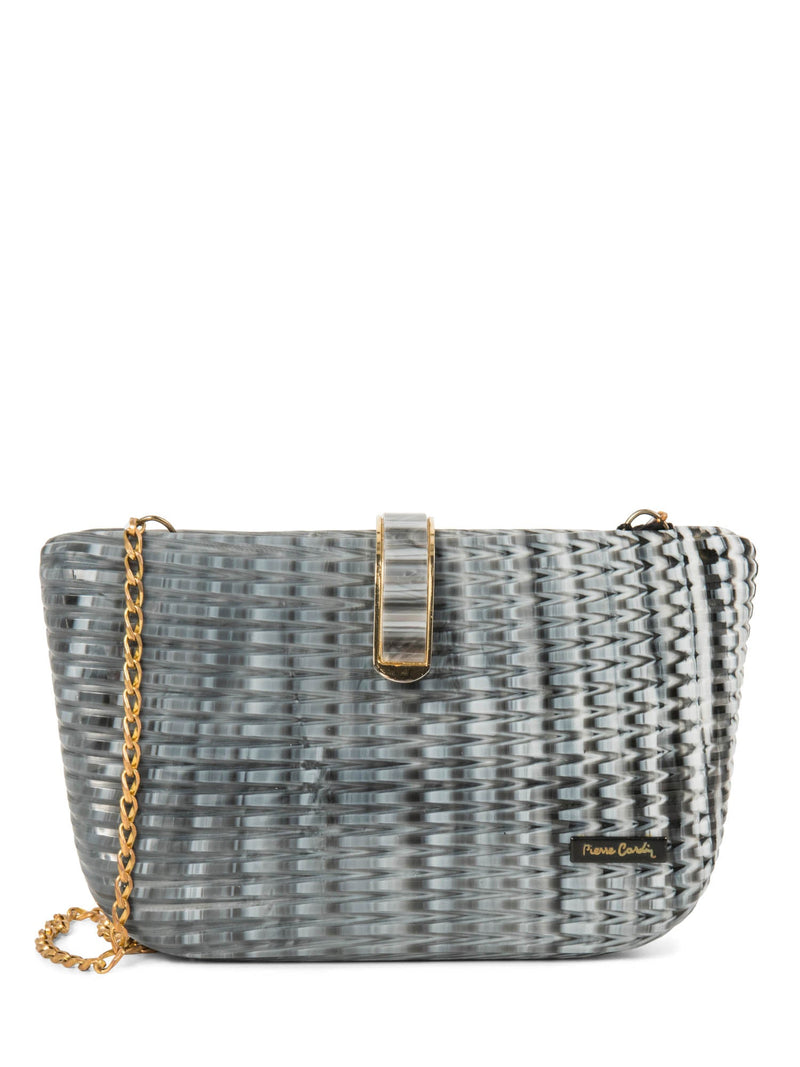 Pierre Cardin Vintage Lucite Carved Messenger Bag Grey-designer resale