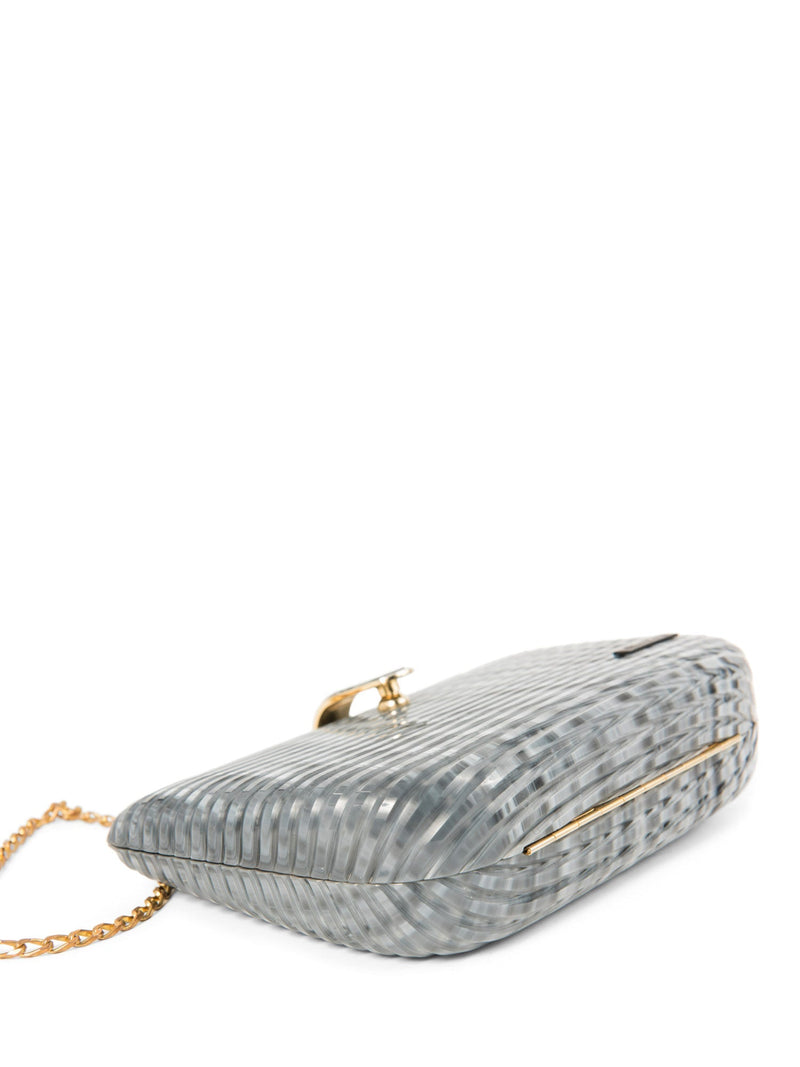 Pierre Cardin Vintage Lucite Carved Messenger Bag Grey-designer resale